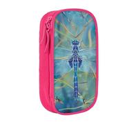 BNVSADC Blue Dragonfly Printed Pencil Case for Girls Boys, Large Capacity Pencil Pouch Cute Pencil Box Adult Makeup Bag with 2 Compartments, Pink