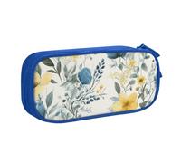 BNVSADC Blue Flower Floral Pattern Roses Printed Pencil Case Large Pen Bag Cute Pencil Box Pouch Office School Stationery Organizer for Girls Boys, Blue