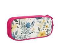 BNVSADC Blue Flower Floral Pattern Roses Printed Pencil Case Large Pen Bag Cute Pencil Box Pouch Office School Stationery Organizer for Girls Boys, Pink