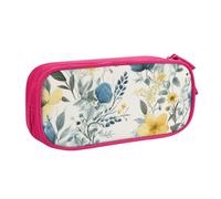 BNVSADC Blue Flower Floral Pattern Roses Printed Pencil Case Large Pen Bag Cute Pencil Box Pouch Office School Stationery Organizer for Girls Boys, Pink