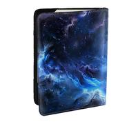 BNVSADC Blue Galaxy Printed Passport Holder Travel PU Leather Passport Cover Case Organiser for Men Women, 6.5 inch