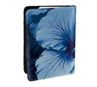 BNVSADC Blue Hibiscus Printed Passport Holder Travel PU Leather Passport Cover Case Organiser for Men Women, 6.5 inch