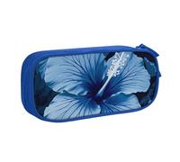 BNVSADC Blue Hibiscus Printed Pencil Case Large Pen Bag Cute Pencil Box Pouch Office School Stationery Organizer for Girls Boys, Blue