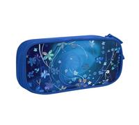 BNVSADC Blue Mini Flower Swirl Printed Pencil Case Large Pen Bag Cute Pencil Box Pouch Office School Stationery Organizer for Girls Boys, Blue
