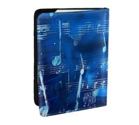 BNVSADC Blue Musical Notes Printed Passport Holder Travel PU Leather Passport Cover Case Organiser for Men Women, 6.5 inch