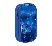 BNVSADC Blue Musical Notes Printed Pencil Case for Girls Boys, Large Capacity Pencil Pouch Cute Pencil Box Adult Makeup Bag with 2 Compartments, Blue