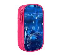 BNVSADC Blue Musical Notes Printed Pencil Case for Girls Boys, Large Capacity Pencil Pouch Cute Pencil Box Adult Makeup Bag with 2 Compartments, Pink