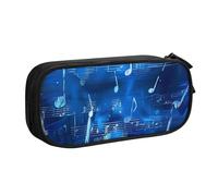 BNVSADC Blue Musical Notes Printed Pencil Case Large Pen Bag Cute Pencil Box Pouch Office School Stationery Organizer for Girls Boys, Black