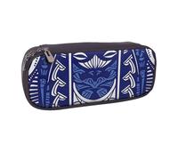 BNVSADC Blue Polynesian Maori Tribal Pattern Printed Leather Pencil Pen Case & Makeup Bag - Stylish Pencil Bag Stationery Organizer Pouch for School Office Travel