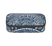 BNVSADC Blue Polynesian Maori Tribal Pattern Printed Pencil Case Cute Pencil Box Bag Pen Pouch Office School Stationery Organizer for School Travel Work