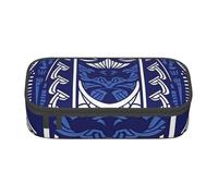 BNVSADC Blue Polynesian Maori Tribal Pattern Printed Pencil Case Cute Pencil Box Bag Pen Pouch Office School Stationery Organizer for School Travel Work