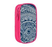 BNVSADC Blue Polynesian Maori Tribal Pattern Printed Pencil Case for Girls Boys, Large Capacity Pencil Pouch Cute Pencil Box Adult Makeup Bag with 2 Compartments, Pink