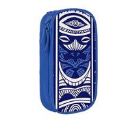 BNVSADC Blue Polynesian Maori Tribal Pattern Printed Pencil Case for Girls Boys, Large Capacity Pencil Pouch Cute Pencil Box Adult Makeup Bag with 2 Compartments, Blue