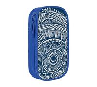 BNVSADC Blue Polynesian Maori Tribal Pattern Printed Pencil Case for Girls Boys, Large Capacity Pencil Pouch Cute Pencil Box Adult Makeup Bag with 2 Compartments, Blue
