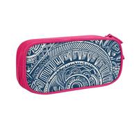BNVSADC Blue Polynesian Maori Tribal Pattern Printed Pencil Case Large Pen Bag Cute Pencil Box Pouch Office School Stationery Organizer for Girls Boys, Pink