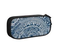 BNVSADC Blue Polynesian Maori Tribal Pattern Printed Pencil Case Large Pen Bag Cute Pencil Box Pouch Office School Stationery Organizer for Girls Boys, Black