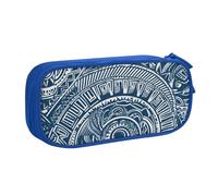 BNVSADC Blue Polynesian Maori Tribal Pattern Printed Pencil Case Large Pen Bag Cute Pencil Box Pouch Office School Stationery Organizer for Girls Boys, Blue