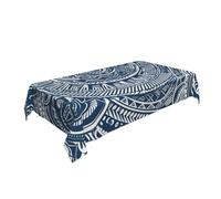 BNVSADC Blue Polynesian Maori Tribal Pattern Printed Rectangular Tablecloth 140x90 CM, Anti-wrinkle Polyester Table Cloth Decorative Fabric Table Covers for Kitchen Dining Table Parties Camping