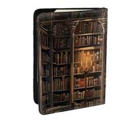 BNVSADC Book Room Mysterious Library Printed Passport Holder Travel PU Leather Passport Cover Case Organiser for Men Women, 6.5 inch