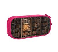 BNVSADC Book Room Mysterious Library Printed Pencil Case Large Pen Bag Cute Pencil Box Pouch Office School Stationery Organizer for Girls Boys, Pink