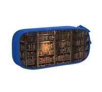 BNVSADC Book Room Mysterious Library Printed Pencil Case Large Pen Bag Cute Pencil Box Pouch Office School Stationery Organizer for Girls Boys, Blue