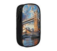 BNVSADC Bridge in London Printed Pencil Case for Girls Boys, Large Capacity Pencil Pouch Cute Pencil Box Adult Makeup Bag with 2 Compartments, Black