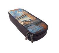 BNVSADC Bridge in London Printed PU Leather Flip Pencil Case, Cute Pencil Box Pen Bag Stationery Organizer Makeup Bag for School Office Travel