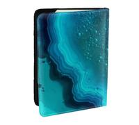 BNVSADC Bright Aqua Blue Turquoise Printed Passport Holder Travel PU Leather Passport Cover Case Organiser for Men Women, 6.5 inch