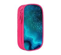 BNVSADC Bright Aqua Blue Turquoise Printed Pencil Case for Girls Boys, Large Capacity Pencil Pouch Cute Pencil Box Adult Makeup Bag with 2 Compartments, Pink