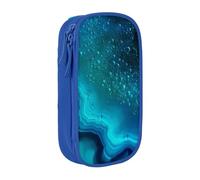 BNVSADC Bright Aqua Blue Turquoise Printed Pencil Case for Girls Boys, Large Capacity Pencil Pouch Cute Pencil Box Adult Makeup Bag with 2 Compartments, Blue