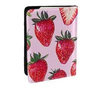 BNVSADC Bright Strawberries Printed Passport Holder Travel PU Leather Passport Cover Case Organiser for Men Women, 6.5 inch