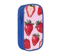 BNVSADC Bright Strawberries Printed Pencil Case for Girls Boys, Large Capacity Pencil Pouch Cute Pencil Box Adult Makeup Bag with 2 Compartments, Blue