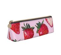 BNVSADC Bright Strawberries Printed Triangle Pencil Case Leather Pencil Pouch Cute Stationery Pencil Pen Bag for School Office Travel