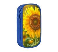 BNVSADC Bright Sunflower Printed Pencil Case for Girls Boys, Large Capacity Pencil Pouch Cute Pencil Box Adult Makeup Bag with 2 Compartments, Blue