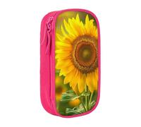 BNVSADC Bright Sunflower Printed Pencil Case for Girls Boys, Large Capacity Pencil Pouch Cute Pencil Box Adult Makeup Bag with 2 Compartments, Pink