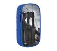 BNVSADC Brooklyn Bridge Printed Pencil Case for Girls Boys, Large Capacity Pencil Pouch Cute Pencil Box Adult Makeup Bag with 2 Compartments, Blue