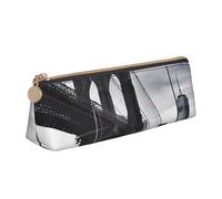 BNVSADC Brooklyn Bridge Printed Triangle Pencil Case Leather Pencil Pouch Cute Stationery Pencil Pen Bag for School Office Travel