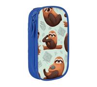BNVSADC Brown Animals Printed Pencil Case for Girls Boys, Large Capacity Pencil Pouch Cute Pencil Box Adult Makeup Bag with 2 Compartments, Blue