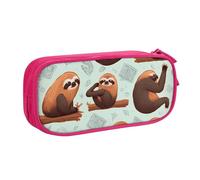 BNVSADC Brown Animals Printed Pencil Case Large Pen Bag Cute Pencil Box Pouch Office School Stationery Organizer for Girls Boys, Pink