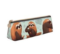 BNVSADC Brown Animals Printed Triangle Pencil Case Leather Pencil Pouch Cute Stationery Pencil Pen Bag for School Office Travel
