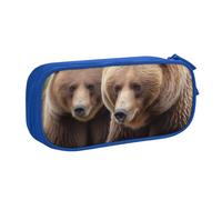 BNVSADC Brown Bears Printed Pencil Case Large Pen Bag Cute Pencil Box Pouch Office School Stationery Organizer for Girls Boys, Blue