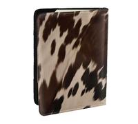 BNVSADC Brown Cowhide 1 Printed Passport Holder Travel PU Leather Passport Cover Case Organiser for Men Women, 6.5 inch