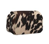 BNVSADC Brown Cowhide 1 Printed Print Flip Top Double Layer Pencil Case - Large Capacity School Supplies Organizer for Students, Kids, Teens, Artists, Travel & Office Use