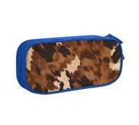 BNVSADC Brown Cowhide Art Printed Pencil Case Large Pen Bag Cute Pencil Box Pouch Office School Stationery Organizer for Girls Boys, Blue