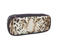 BNVSADC Brown Pattern Leopard Printed Leather Pencil Pen Case & Makeup Bag - Stylish Pencil Bag Stationery Organizer Pouch for School Office Travel