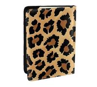BNVSADC Brown Pattern Leopard Printed Passport Holder Travel PU Leather Passport Cover Case Organiser for Men Women, 6.5 inch