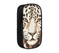 BNVSADC Brown Pattern Leopard Printed Pencil Case for Girls Boys, Large Capacity Pencil Pouch Cute Pencil Box Adult Makeup Bag with 2 Compartments, Black
