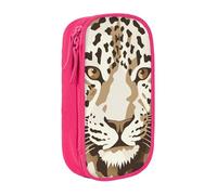 BNVSADC Brown Pattern Leopard Printed Pencil Case for Girls Boys, Large Capacity Pencil Pouch Cute Pencil Box Adult Makeup Bag with 2 Compartments, Pink