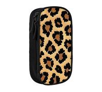 BNVSADC Brown Pattern Leopard Printed Pencil Case for Girls Boys, Large Capacity Pencil Pouch Cute Pencil Box Adult Makeup Bag with 2 Compartments, Black