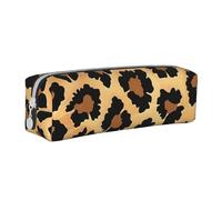 BNVSADC Brown Pattern Leopard Printed Pencil Case Leather Pencil Pouch Cute Stationery Pencil Pen Bag with Zipper for School Office Travel